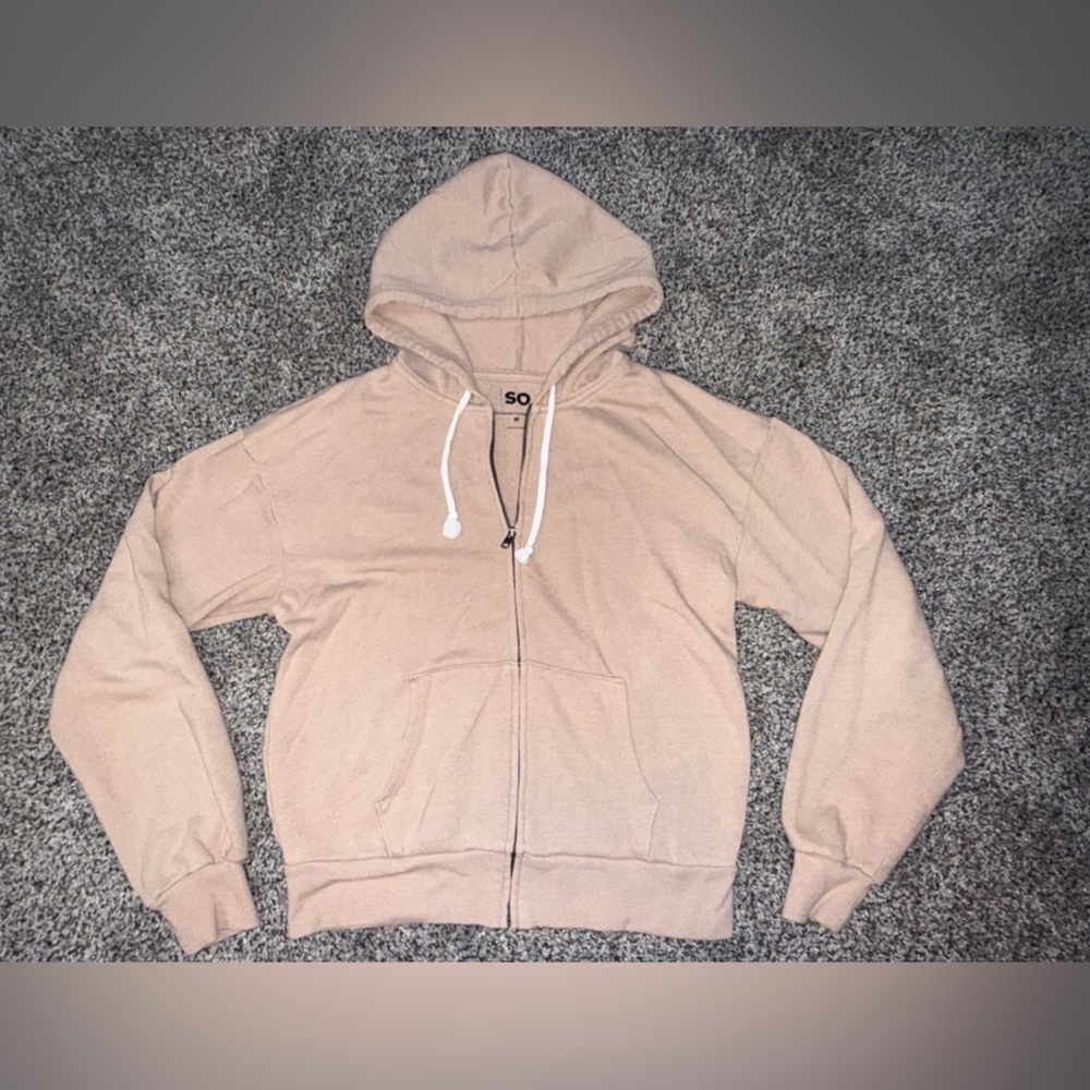 So brand tan full zip up hoodie with pockets